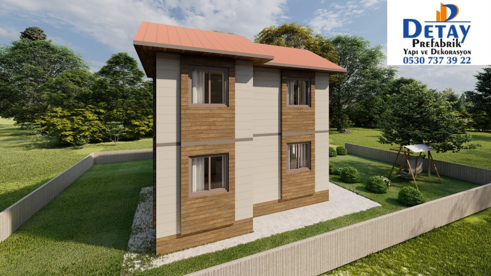 90m2 2+1 Çift Katlı Prefabrik Ev